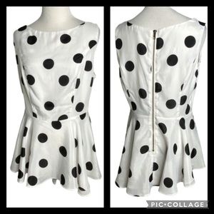 Gibson Latimer Black/White Polka Dot Peplum Top 8